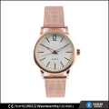 stainless steel mesh strap watch alloy watch lady rose gold color